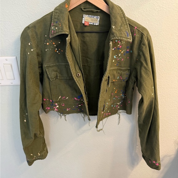 Pilcro cropped Olive Paint-Splatter Utility Jacket xs - Picture 6 of 10